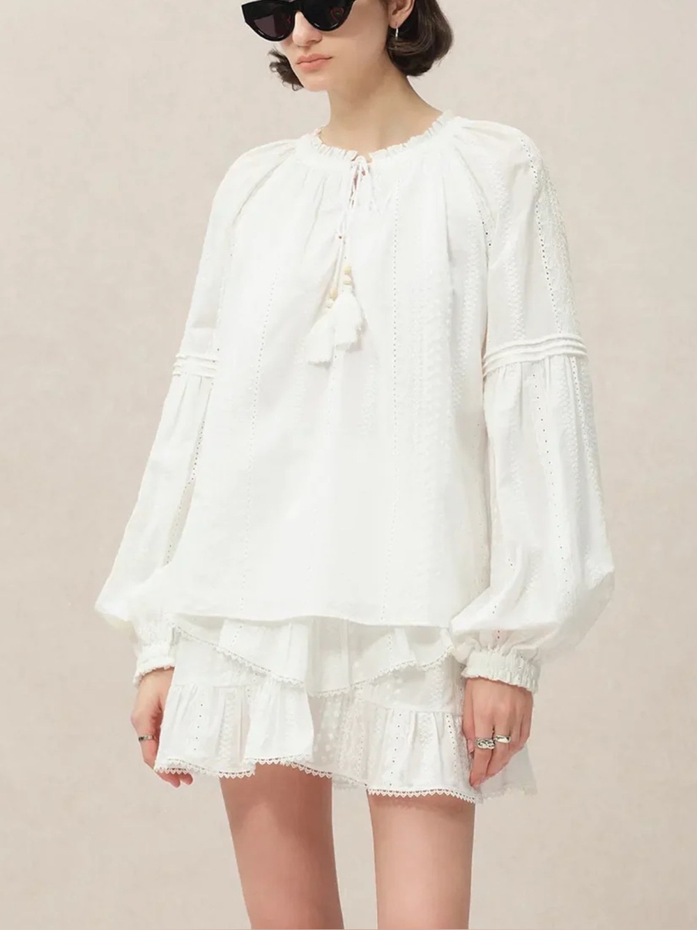 Fabrique x Anna Irigaray Vicky Embroidered Cotton Voile Blouse Size S